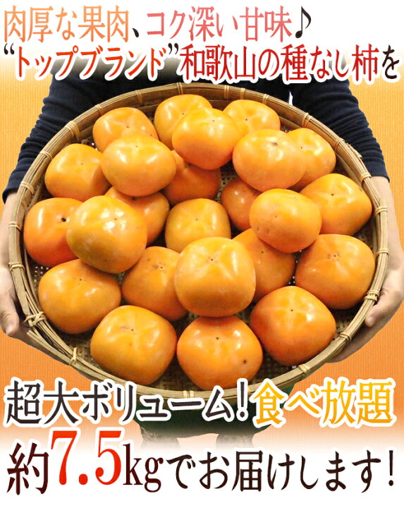 楽天市場】和歌山産 ”たねなし柿” 訳あり 超大玉4L 24玉 約7.5kg【予約 10月以降】 送料無料 : くらし快援隊〜お中元お歳暮ギフト 楽天市場】和歌山産 ”たねなし柿” 訳あり 超大玉4L 24玉 約7.5kg【予約 10月以降】 送料無料 : くらし快援隊〜お中元お歳暮ギフト
