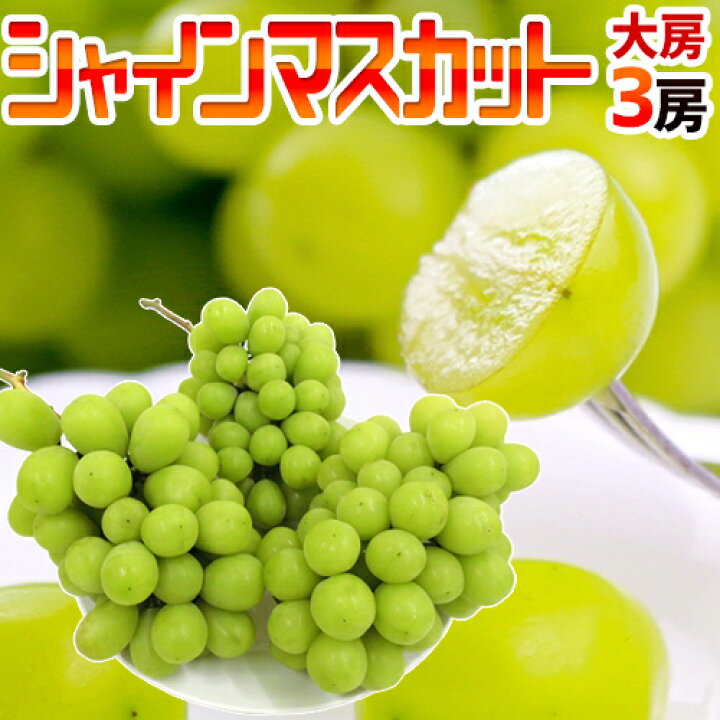 楽天市場】”シャインマスカット” 秀品 大房限定 3房 約1.8kg〜2kg 産地 