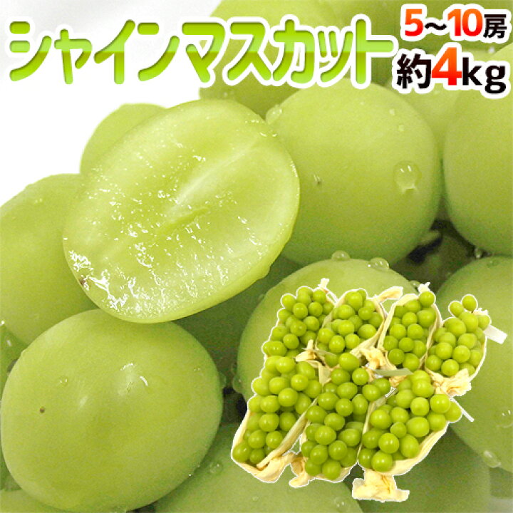 楽天市場】”シャインマスカット” 秀品 5〜10房 約4kg 産地厳選【予約 8 
