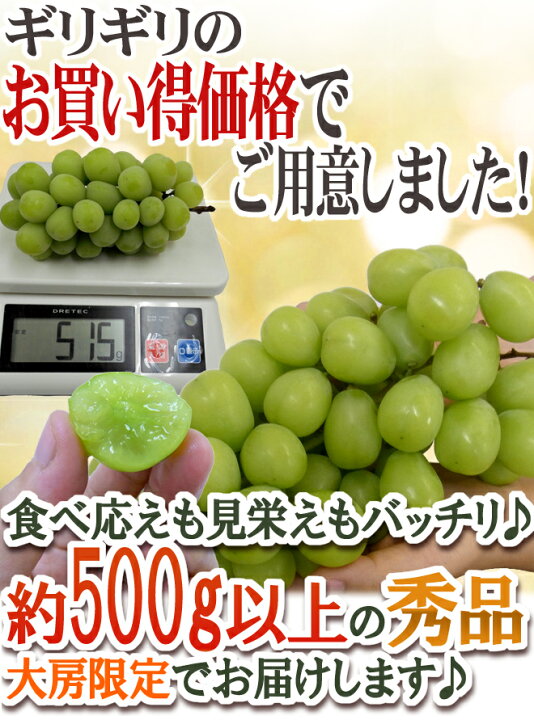楽天市場】”シャインマスカット” 秀品 1房 約500g以上 産地厳選【予約 