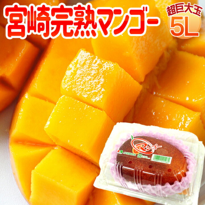 楽天市場】”宮崎完熟マンゴー” 秀品 5Lサイズ 約650g以上 パック入り 