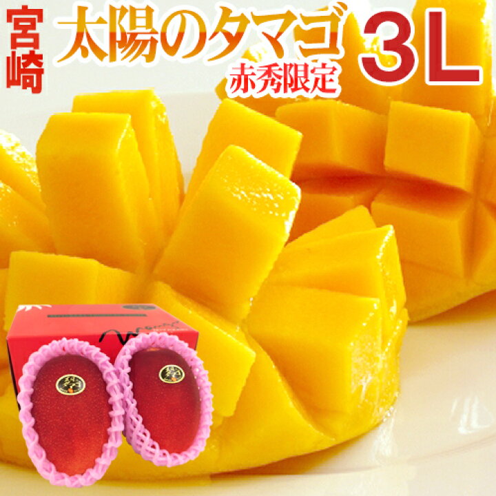 楽天市場】宮崎完熟マンゴー ”太陽のタマゴ” 特大玉3L 2玉入り 最高 