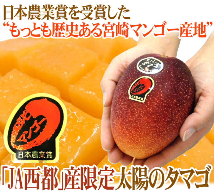 楽天市場】宮崎完熟マンゴー ”太陽のタマゴ” JA西都 超大玉3L 2玉入り 