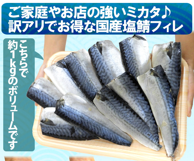 最新コレックション国産 ”塩鯖フィレ” 訳あり 送料無料 三枚おろし 大きさおまかせ 約2kg サバ 魚介類・水産加工品