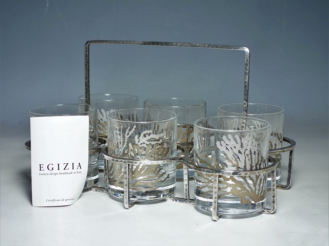 Ninchi Locatelliデザインコレクション EGIZIA 特価キャンペーン ロックグラス 超可爱の 中古 グラスホルダーセット 6客