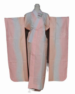 Sお仕立て上がり正絹長襦袢 薄ピンク地に鶴地紋 キッズ用長襦袢｜