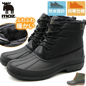 【冬物早割★今だけ100円OFF!】 モズ メンズ ブーツ スニーカー 靴 ショートブーツ 黒 ブラック 防水 雨 雨の日 防滑 滑らない 雪 幅広 3E ボア 暖かい 防寒 シンプル カッコイイ 人気 大きいサ