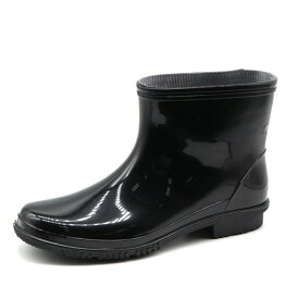 レインブーツ メンズ 長靴 ショート 黒 ブラック 完全防水 雨 ビジネス 作業 幅広 ワイズ 3E KARU KARU HM9025