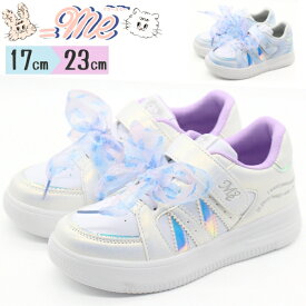 【タイムセール 500円OFF 3990円が3490円】スニーカー キッズ 子供 ホワイト 白 水色 うさぎ ねこ リボン ニコプチ ティーン 女の子 ゴム紐 ベルクロ シースルー 学校 通学 小学生 登校 運動 軽量 軽い おしゃれ 可愛い イコールミー =ME ME-3754