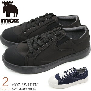 【30日限定★P最大8倍】 MOZ モズ スニーカー レディース 靴 黒 ブラック ネイビー エルク ヘラジカ レースアップ シンプル シューズ 靴 ローカット 北欧 スェーデン カジュアル サイドゴア ス