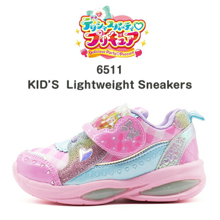 楽天市場 スニーカー キッズ 子供 ジュニア 靴 光る フラッシュ 軽量 軽い 女の子 可愛い キャラクター ベルトテープ 取り外し デリシャスパーティ プリキュア 6511 靴のニシムラ