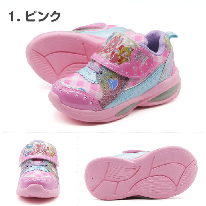 楽天市場 スニーカー キッズ 子供 ジュニア 靴 光る フラッシュ 軽量 軽い 女の子 可愛い キャラクター ベルトテープ 取り外し デリシャスパーティ プリキュア 6511 靴のニシムラ