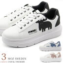 MOZ モズ スニーカー レディース 靴 黒 ブラック ブルー ピンク エルク ヘラジカ レースアップ コート シューズ 靴 ローカット 厚底 北欧 スェーデン カジュアル フラット スタンダード 北欧 可愛い おしゃれ 仕事 職場 通勤 通学 moz4777