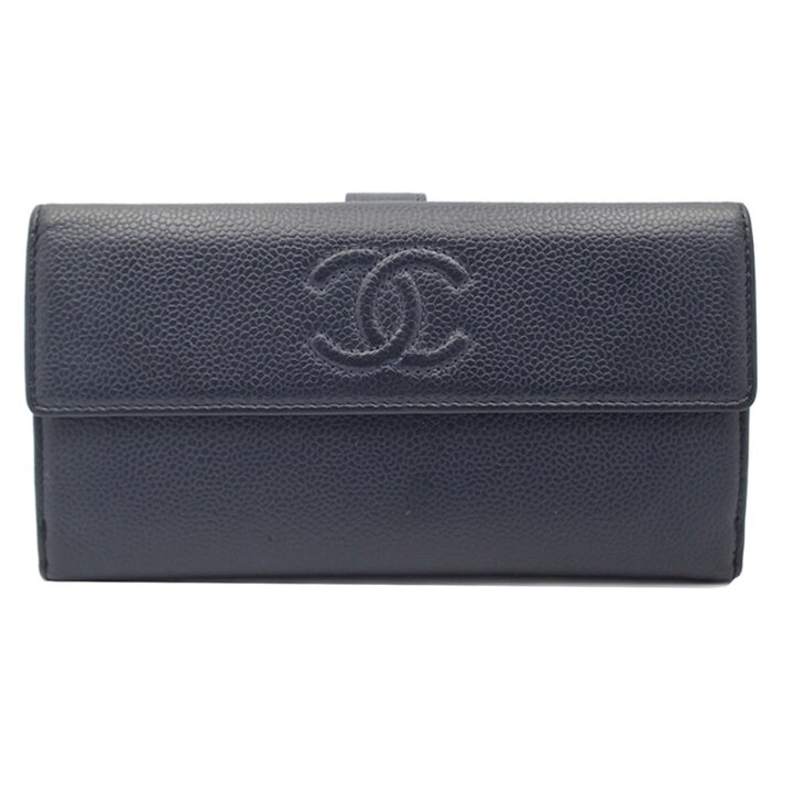 楽天市場】【本物保証】【CHANEL シャネル】Wフラップ 長財布 ネイビー  