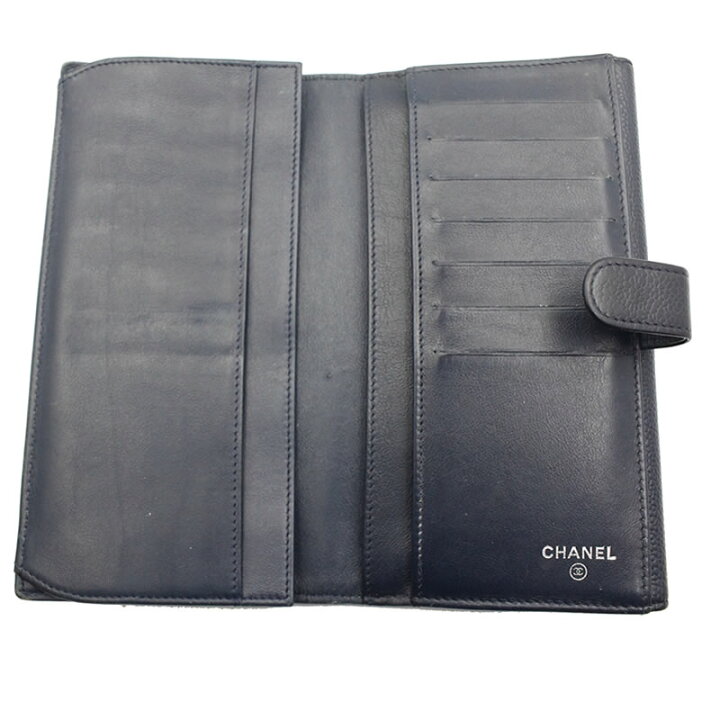 楽天市場】【本物保証】【CHANEL シャネル】Wフラップ 長財布 ネイビー  