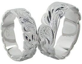 ハワイアンジュエリー ペアリング 指輪 手彫り 名前入り 名入れ プルメリア スクロール シルバー シルバー925 幅6mm 幅8mm 結婚指輪 カップル 2個セット 太め LAE ラアモーレエテルノ ブランド 【誕生日記念日】 クリスマス プレゼント