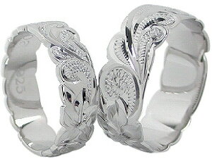 ハワイアンジュエリー ペアリング 指輪 手彫り 名前入り 名入れ プルメリア スクロール シルバー シルバー925 幅6mm 幅8mm 結婚指輪 カップル 2個セット 太め LAE ラアモーレエテルノ ブランド