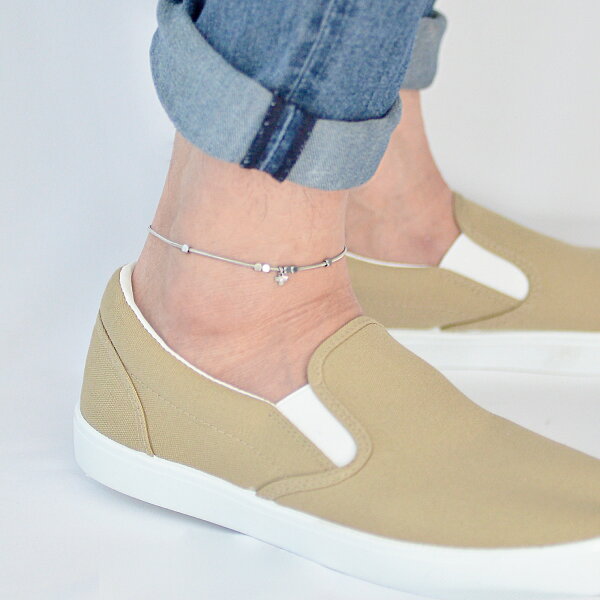 刻印無料ペアアンクレットダイスビーズハートとクロスのミニチャームペアアンクレットLaussPairAnklet