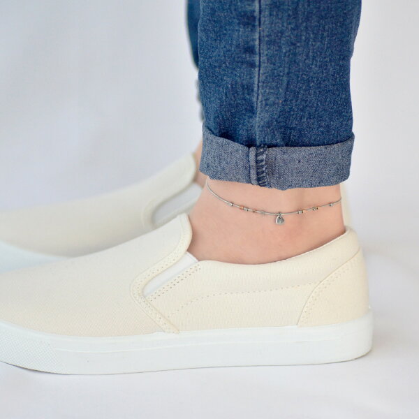 刻印無料ペアアンクレットダイスビーズハートとクロスのミニチャームペアアンクレットLaussPairAnklet
