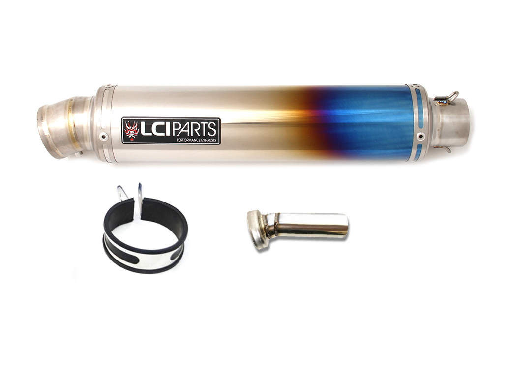 汎用 ショップ LCIPARTS 最も優遇 ラウンドフルチタンマフラー 差込径60.5mm