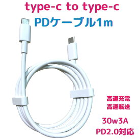 【マラソンP5倍還元】30W PD急速充電対応 Type-C to Type-C USBケーブル 1m USB-Cケーブル iPad Pro/Galaxy/イヤホン対応 送料無料
