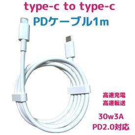 【SALE】30W PD急速充電対応 Type-C to Type-C USBケーブル 1m USB-Cケーブル iPad Pro/Galaxy/イヤホン対応 送料無料