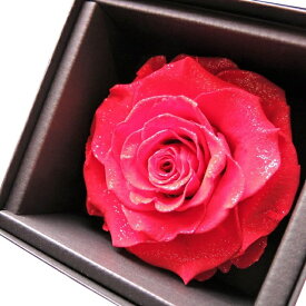 【誕生日プレゼント 枯れない赤バラ 1輪】ダイヤモンドローズ 枯れないプリザーブドフラワー 箱を開けてサプライズ　ダイヤモンド入り プリザーブドフラワー