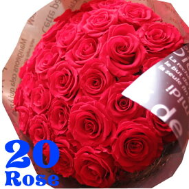 プリザーブドフラワー　赤バラ　花束　大輪系赤バラ20本使用　プリザーブドフラワー　花束　枯れずにいつまでもキレイな赤バラ　◆誕生日プレゼント・記念日の贈り物におすすめのフラワーギフト