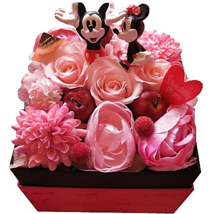 楽天市場 ディズニー 花束 箱を開けてサプライズ ミッキー ミニー入り ボックス プリザーブドフラワー入りギフト ノーマル ミッキー ミニー フラワーガーデンリーブス
