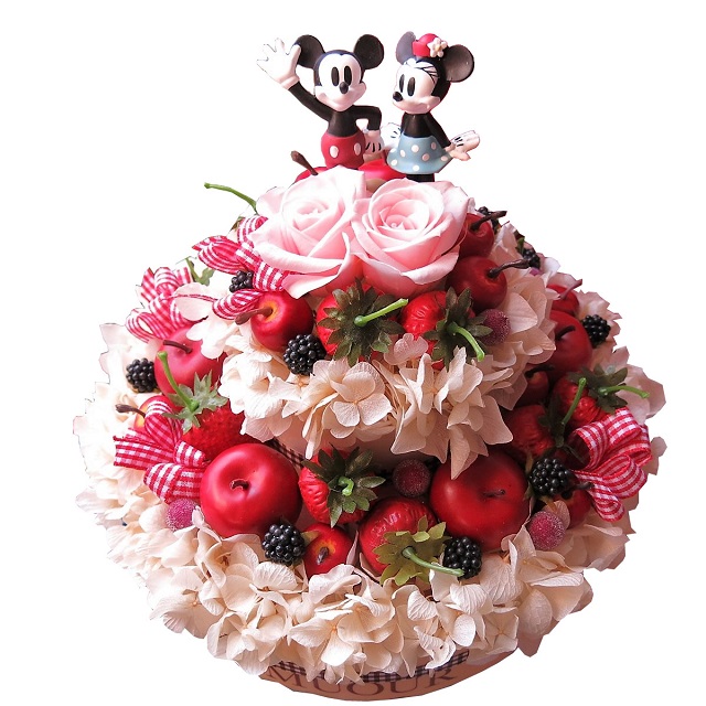 結婚祝い ディズニー 花 フラワーケーキ 大決算セール フラワーギフト ノーマル 格安激安 ミッキー プリザーブドフラワー ミニー ７号ケーキ