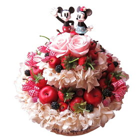 クリスマスプレゼント ディズニー 花 フラワーケーキ　フラワーギフト プリザーブドフラワー 7号ケーキ ノーマル ミッキー ミニー