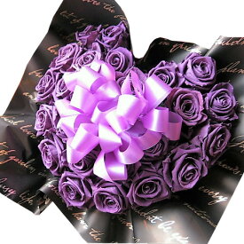 古希お祝い ハート 花束風 ギフト 紫バラ使用 プリザーブドフラワー ハートブーケ
