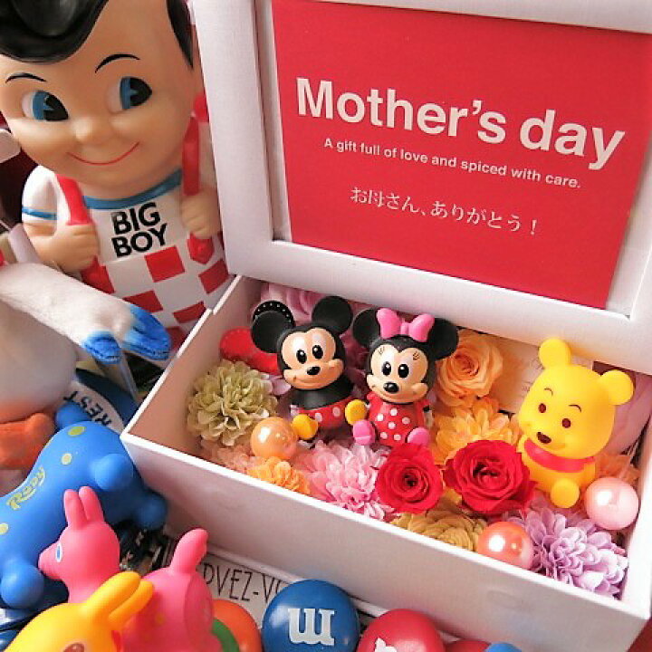 楽天市場 母の日 ディズニー 花 写真立て フォトフレーム プレゼント プリザーブドフラワー入り ミッキー ミニー Etc マスコット3個入り フラワーガーデンリーブス
