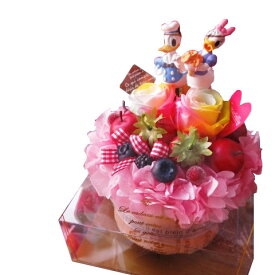 誕生日プレゼント ディズニー ドナルド デージー入り 花 フラワーギフト フラワーケーキ レインボーローズ プリザーブドフラワー入り ケース付き ノーマル ドナルド デージー 記念日の贈り物におすすめのフラワーギフト