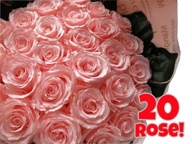 プリザーブドフラワー 花束 大輪系 ピンクバラ 20本使用 枯れずにいつまでもキレイなピンクバラ　◆誕生日プレゼント・成人祝い・記念日の贈り物におすすめのフラワーギフト