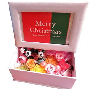 プリザーブドフラワー ディズニー クリスマスプレゼント 彼女 ミッキー ミニー 写真立て フォトフレーム 枯れない 花束風 ギフト