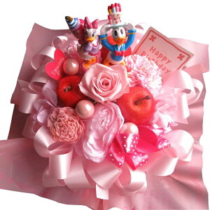 誕生日プレゼント ディズニー ドナルド デージー 花束風 ラテ プリザーブドフラワー入りギフト バースデーB ケース付き ◆誕生日プレゼント・記念日の贈り物におすすめのフラワーギフト