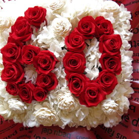 還暦祝い 赤バラ フラワーギフト 花 数字 60入りプリザーブドフラワー クリアーケース付き あなたのご希望の数字（2ケタ）お作り致します ◆誕生日プレゼント・記念日の贈り物におすすめのフラワーギフト