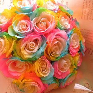 レインボーローズ プリザーブドフラワー 花束 20本使用 プリザーブドフラワー 花束 枯れずにいつまでもキレイなレインボーローズ ◆誕生日プレゼント・成人祝い・記念日の贈り物におすす