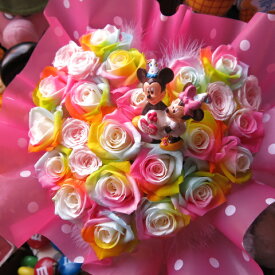 プリザーブドフラワー ディズニー 誕生日プレゼント 友達 彼女 ミッキー ミニー入り 花束風ギフト 箱を開けてサプライズ フラワーボックス 白バラ ミッキー ミニー バースデーA 誕生日プレゼント 記念日の贈り物におすすめのフラワーギフト
