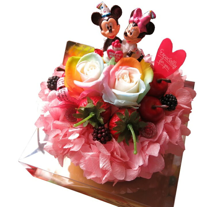 楽天市場 誕生日プレゼント 友達 彼女 ディズニー 花 レインボーローズ フラワーケーキ プリザーブドフラワー入り ケース付き バースデーa 誕生日プレゼント 記念日の贈り物におすすめのフラワーギフト フラワーガーデンリーブス