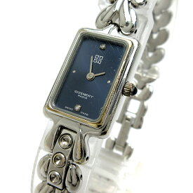 【中古】ジバンシイ 時計 レクタンギュラー レディース 1P ダイヤ ネイビー文字盤 GIVENCHY SWISS スイス製