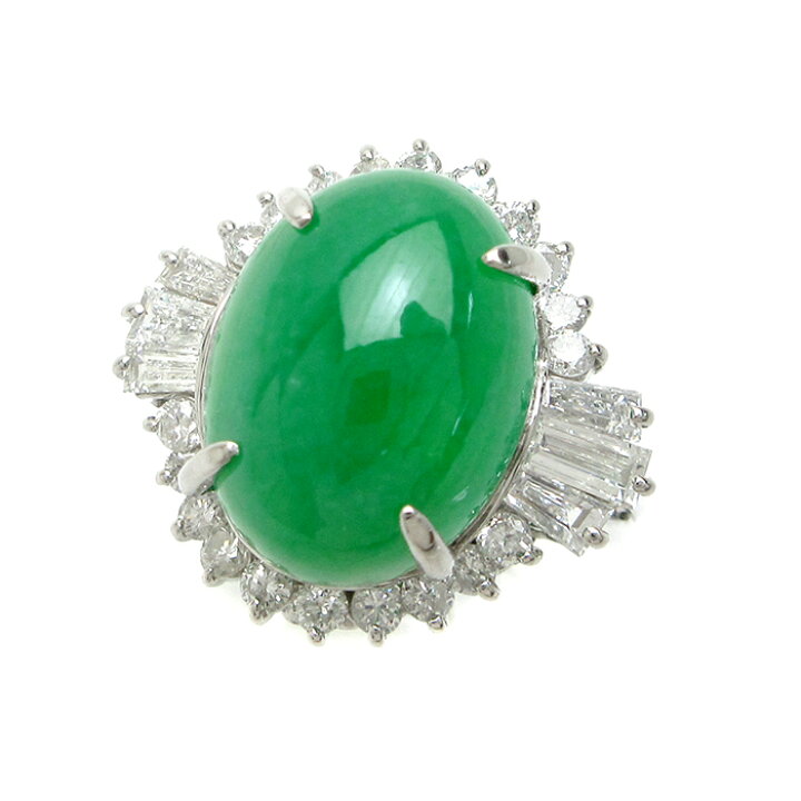 楽天市場】【中古】翡翠 指輪 天然ヒスイ 6.45ct ダイヤモンド 0.88ct  