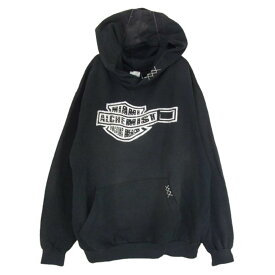 アルケミスト ALCHEMIST 24AW AL-A24-0000-141 WAVING ALCHEMIST HOODIE ラインストーン ヴィンテージ加工 パーカー フーディ ブラック系 XL メンズ【古着】【中古】