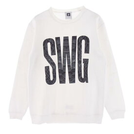 SWAGGER スワッガー スウェット SWGLSH-472 パイソン柄 プリント SWG ロゴ クルーネック スウェット ホワイト系 L メンズ【古着】【中古】