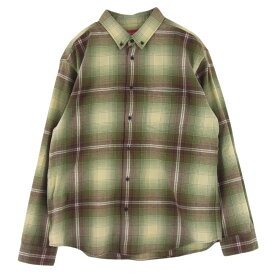 Supreme シュプリーム 長袖シャツ 23SS Shadow Plaid Flannel Shirt シャドウプレイド フラン ネル シャツ 長袖 ライトグリーン系 ブラウン系 M メンズ【古着】【中古】