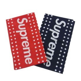 Supreme シュプリーム その他アクセサリー 22AW × 染の安坊 Tenugui Towel ロゴ ドット柄 手ぬぐい タオル 2枚セット レッド系 ダークネイビー系 【極上美品】 メンズ【中古】