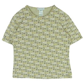 CELINE セリーヌ シグネチャー ロゴ 総柄 プリント 半袖 Tシャツ イタリア製 ベージュ系 XL レディース【古着】【中古】