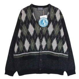 HYSTERIC GLAMOUR ヒステリックグラマー 22AW 02223ND04 アーガイル モヘア モヘヤ混 Vネック カーディガン ブラック系 L 【新古品】【未使用】 メンズ【古着】【中古】