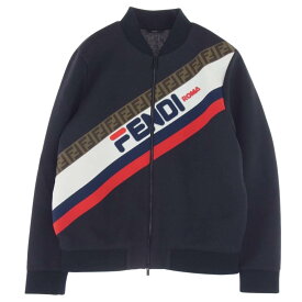 FENDI フェンディ ジャケット FW0833 × フィラ FENDI MANIA Logo Print Bomber Jacket ロゴ プリント ボンバー ジャケット ネイビー系 46 メンズ【古着】【中古】